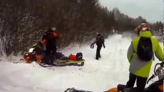 Жесткая авария на снегоходе