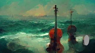 Sea Waves and Old Cello music. 8 hours Alpha binaural beats | root chakra healing. 432 hz frequency