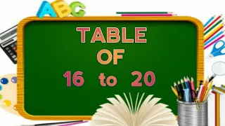 16 to 20 multiplication, Table of 16 to 20 multiplication Time of tables| Rhythmic table of 16to20 |