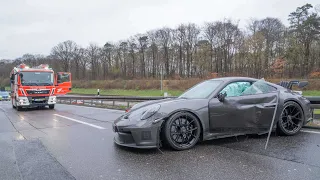 26.03.2023 - Porsche 992 GT3 verunfallt in Autobahnabfahrt