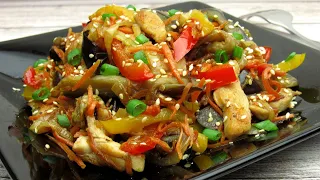 Баклажаны с курицей и овощами ☆ Удачный рецепт Как приготовить теплый салат с курицей и овощами