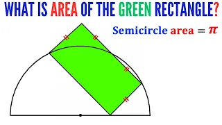 Can you find the area of the Green shaded rectangle? | (Semicircle) | #math #maths #geometry