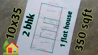 10X35 SMALL HOUSE DESIGN ll 10x35 GHAR KA NAKSHA ll 350 SQFT HOUSE PLAN ll 2 BEDROOM GHAR DESIGN