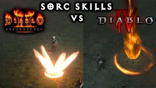 Graphics of D2R vs D4 Visual Comparsion Sorcerer Skills
