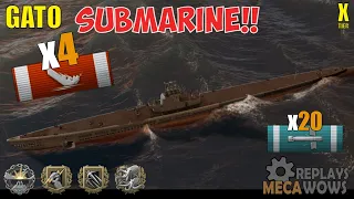 SUBMARINE Gato 4 Kills & 190k Damage | World of Warships Gameplay