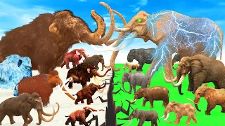 10 Woolly Mammoth Mastodon vs 10 MammothZilla Elephant ARBS Prehistoric Animals ARK Epic Battle