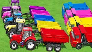 TRANSPORT JCB FASTRAC & CLAAS TRACTOR - SUGARBEET HARVEST w/ FLATBED TRAILER - Farming Simulator 22