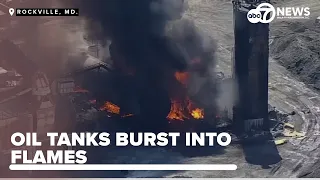 Oil tanks on fire at quarry in Maryland: Chopper Footage shows massive smoke plume & flames