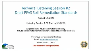 Second Technical Listening Session – Draft PFAS Soil Remediation Standards in New Hampshire