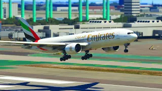 Best Skill Pilot Boeing 777 Emirates Landing at Los Angeles Airport || Microsoft Flight SImulator