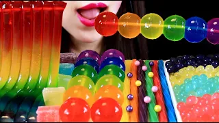 ASMR RAINBOW TWIZZLERS POPPING BOBA JELLYNOODLES KYOHO JELLY KOHAKUTOU CANDY 트위즐러 팝핑보바 코하쿠토 쿄호젤리 먹방