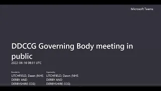 DDCCG Governing Body meeting in public  16th June 2022