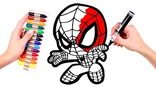 Dibuja y Colorea un SPIDERMAN kawaii 🕷🌈🕸 Dibujos para niños