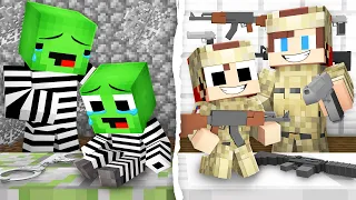 Mikey Family PRISONERS vs JJ Family MILITARY in Minecraft - Maizen