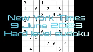 Sudoku solution – New York Times sudoku 9 June 2023 Hard level