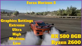 Forza Horizon 5 PC Extreme l Ultra l High l Medium l Low Graphics Settings l RX 580 8GB l Ryzen 2600