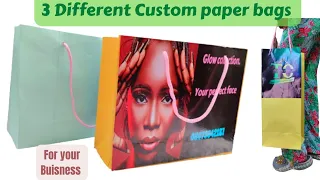 How to make custom paper bags for your business/Designer paper bags/Easy DIY at home.