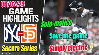 Yankees vs Giants [FULL GAME] June 2, 2024 | Soto's two blasts lead Yankees to a sweep of SF Giants