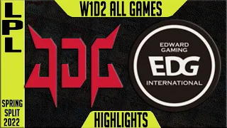 JDG vs EDG Highlights ALL GAMES | LPL Spring 2022 W1D2 | JD Gaming vs Edward Gaming