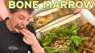 Bone marrow, parsley & pickled shallot salad #foodyouwanttoeat