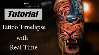Tiger Face - Tattoo Timelapse with Real Time