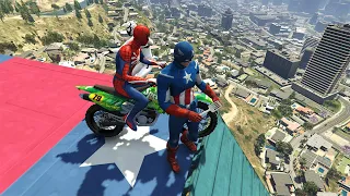 GTA 5 Epic Ragdolls | SPIDERMAN VS CAPTAIN AMERICA Jumps/Fails EP.52 (Funny Moments)