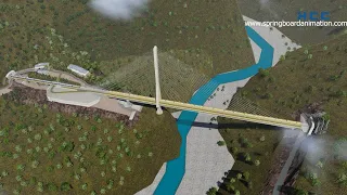 Anji Khad Cable Stayed Bridge construction animation