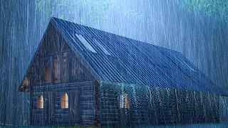 Pioggia Rilassante per Dormire - Forti Piogge ,Vento forte e Tuoni sul Tetto in legno di notte