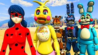 LADY BUG Animatronics found NIGHTMARE BONNIE Granny hid Freddy GTA 5 FNAF MODS Adventure Multi Pulti