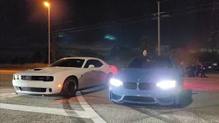 Built Single Turbo BMW M4 E85 & Meth vs Dodge Challenger Hellcat w/ Redeye Blower E85 & Gutted