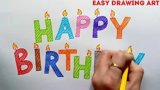 how to write happy birthday in calligraphy || write happy birthday in beautiful fancy letters