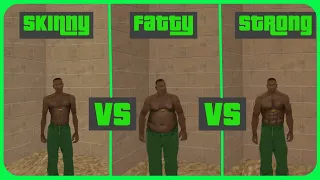 Comparing all versions of C.J [FATTY vs SKINY vs BUFFED] who's better??