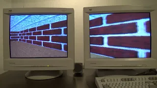 The famous 3D Maze screensaver on TWO HUGE RETRO CRT monitors Windows 98 in the BACKROOMS