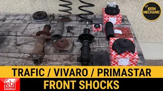 How to change front shocks Trafic Vivaro Primastar Shock absorber/spring/plate/bearing replacement