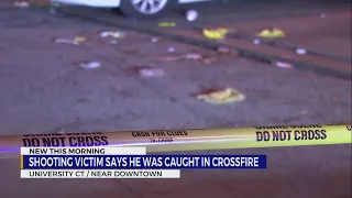 Victim claims he was caught in crossfire after shooting near downtown Nashville