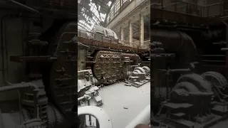 1920s abandoned power plant during a massive snow storm