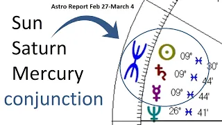 Astrology Feb 27-March 4 2024 - Sun/Mercury Saturn conjunction sextile Jupiter - Last Qrt moon