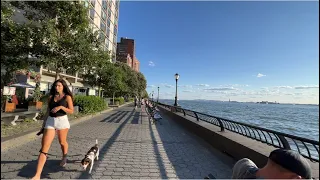 Battery Park City Esplanade & North Cove Marina Walking Tour in NYC [4K]