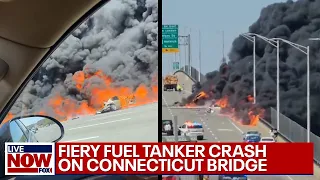 Driver dies in fiery fuel tanker crash on Connecticut bridge | LiveNOW from FOX