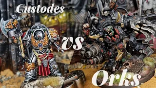 New codex Battle Report! Orks Vs Adeptus Custodes. 10th edition.