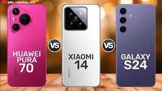 Huawei PURA 70 vs XIAOMI 14 vs Galaxy S24 || Price ⚡ Full Comparison 🔥 Which one is Better ?