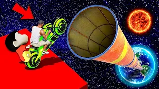 Shin Chan & Franklin Found a Road to Space Going With New Flying Super Car in GTA 5 in Telugu