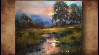 Morning Landscape Oil Painting. How to paint landscape