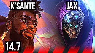 K'SANTE vs JAX (TOP) | 8/2/9, 800+ games | KR Master | 14.7