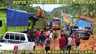 Kondisi Menegangkan | Akibat Jalan Licin, Semua Sopir Truk Paksa Habis-Habisan