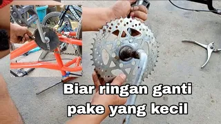 Cara mengganti gear depan sepeda BMX / mudah !!