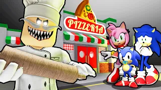 SONIC AND BABY SONIC AND AMY VS ESCAPE PAPA PIZZA PIZZERIA IN ROBLOX