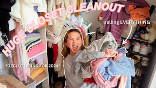 HUGE CLOSET CLEANOUT FOR 2024 | decluttering, organizing, and getting rid of everything!