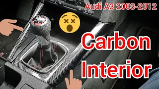 Carbon Interior Mittelkonsole Dreiecke Beinlehne Blenden Audi A3 8P 2003-2012