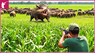 🐗 How American Hunters Use Rifles to Deal With Wild Boars Invading Corn Fields | Wild Boar Hunting